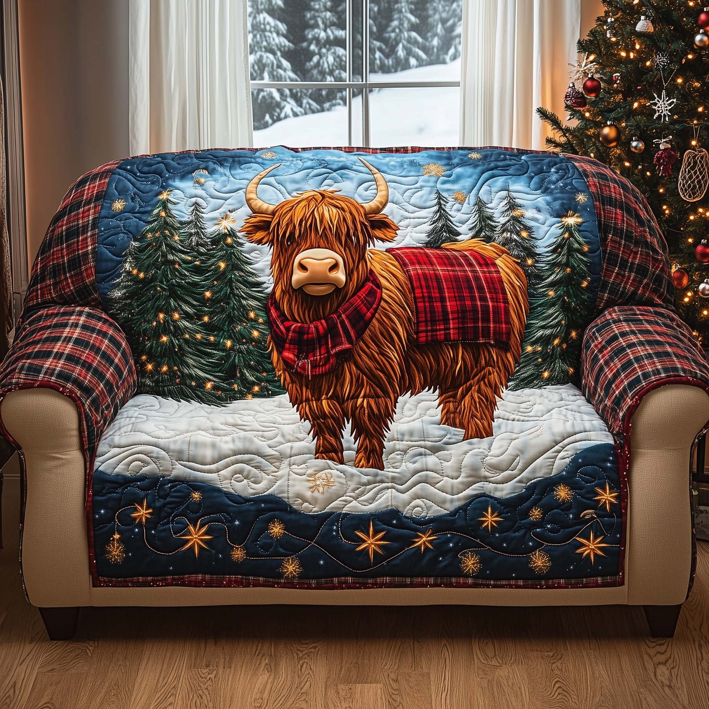 Forest Guardian Quilted Sofa Cover GFTOQA515