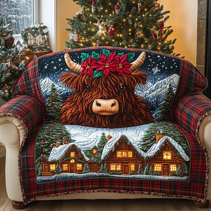 Poinsettia Crown Quilted Sofa Cover GFTOQA516