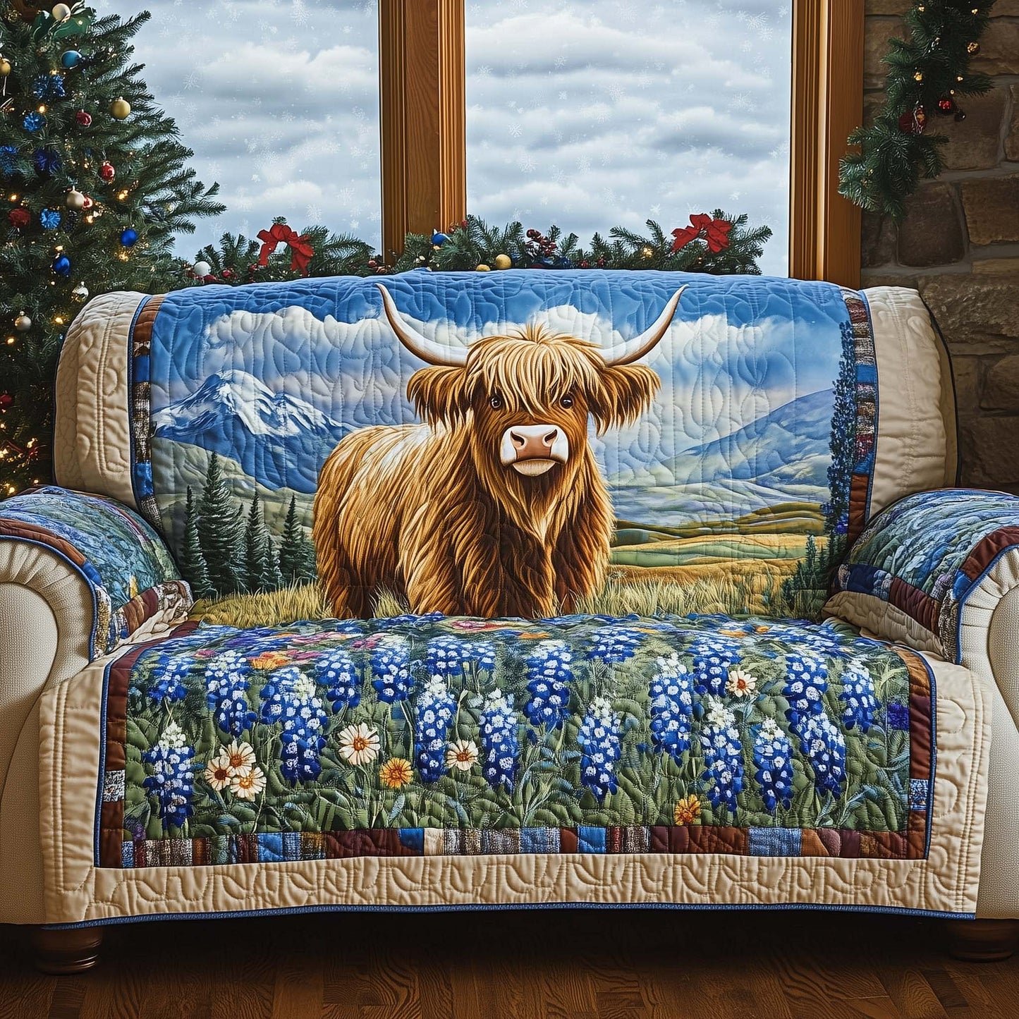 Bluebonnet Serenity Quilted Sofa Cover GFTOQA521