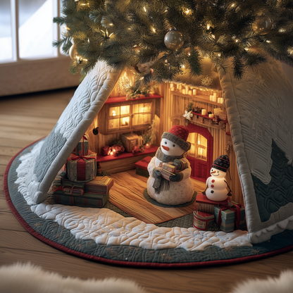 Snowman Cottage Quilted Tree Skirt GFTOQA53