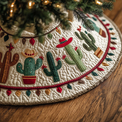 Festive Cactus Quilted Tree Skirt GFTOQA57