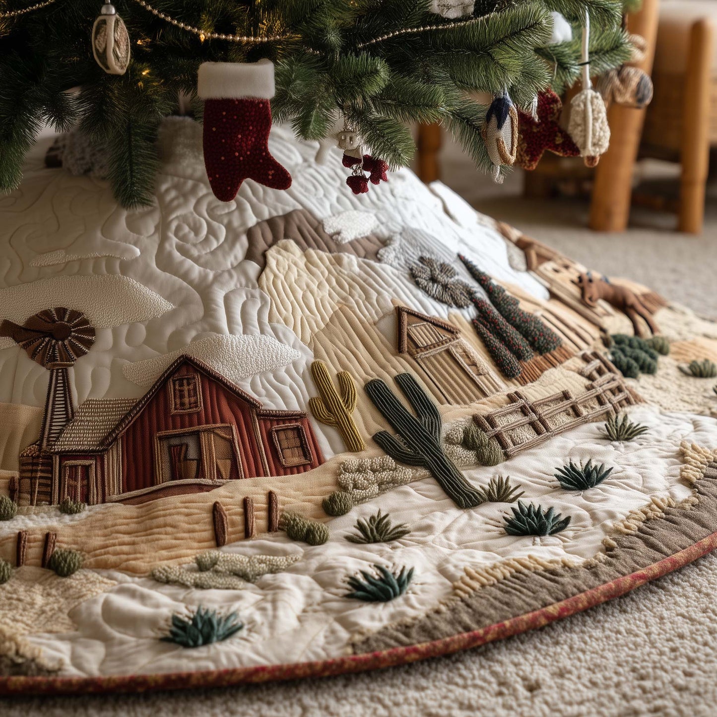 Western Countryside Quilted Tree Skirt GFTOQA59