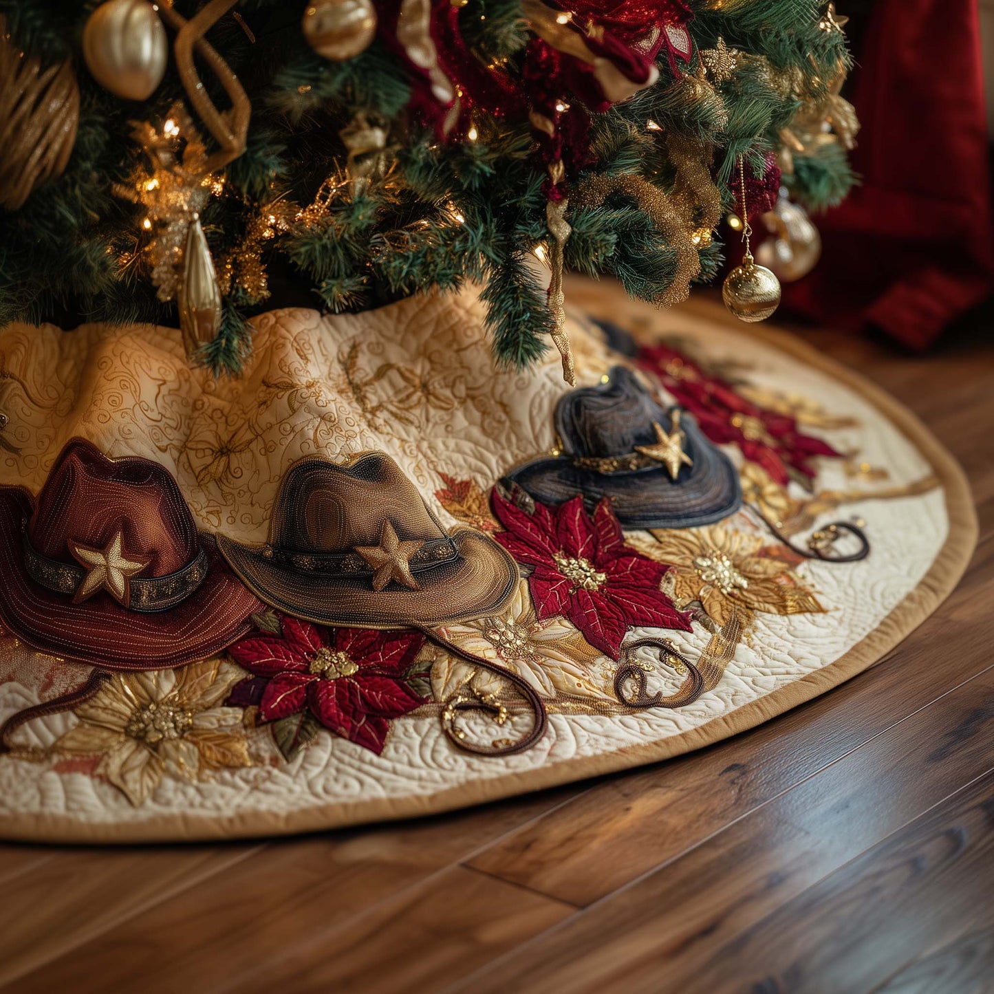 Western Christmas Luxe Quilted Tree Skirt GFTOQA61