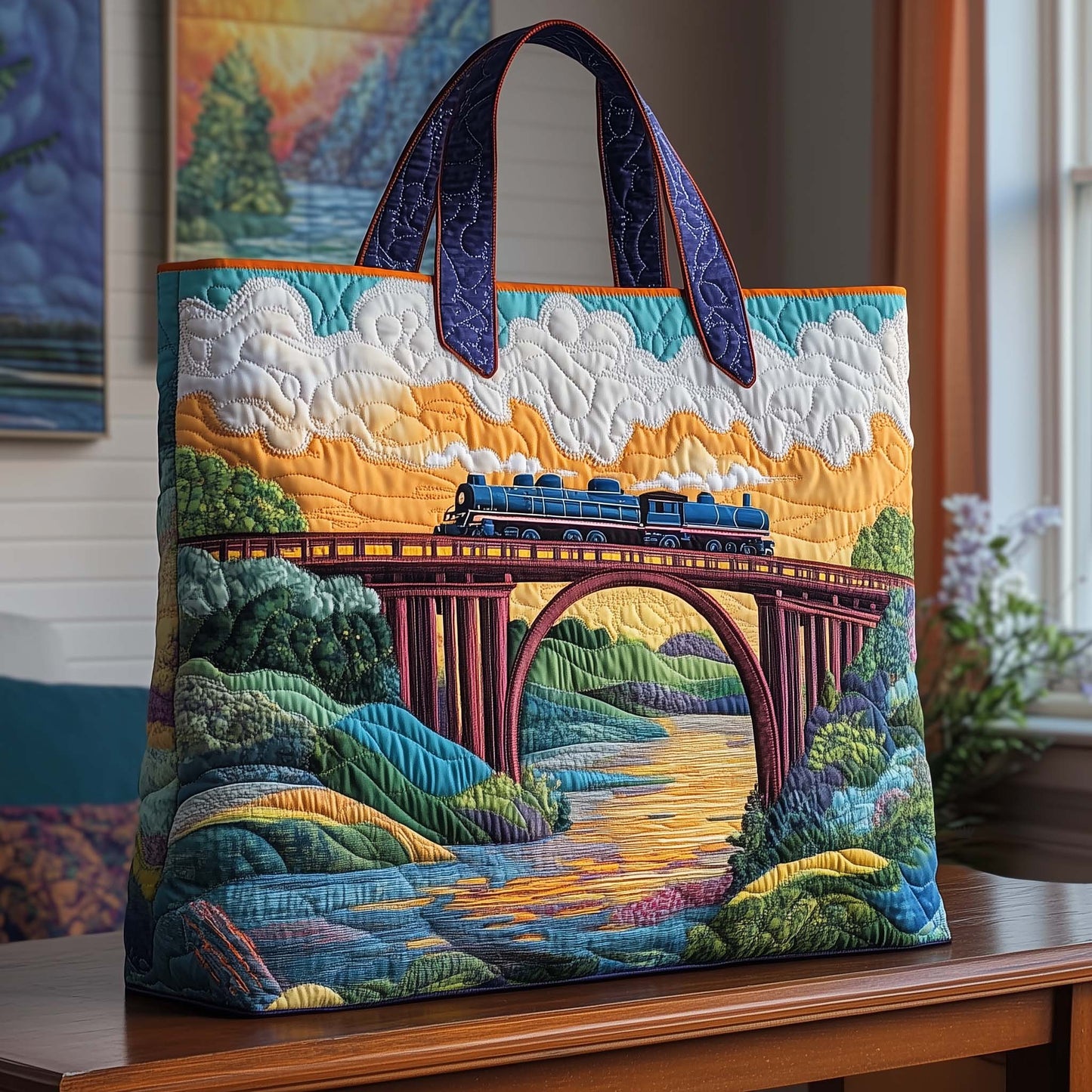 River Cross Quilted Tote Bag GFTOQA633