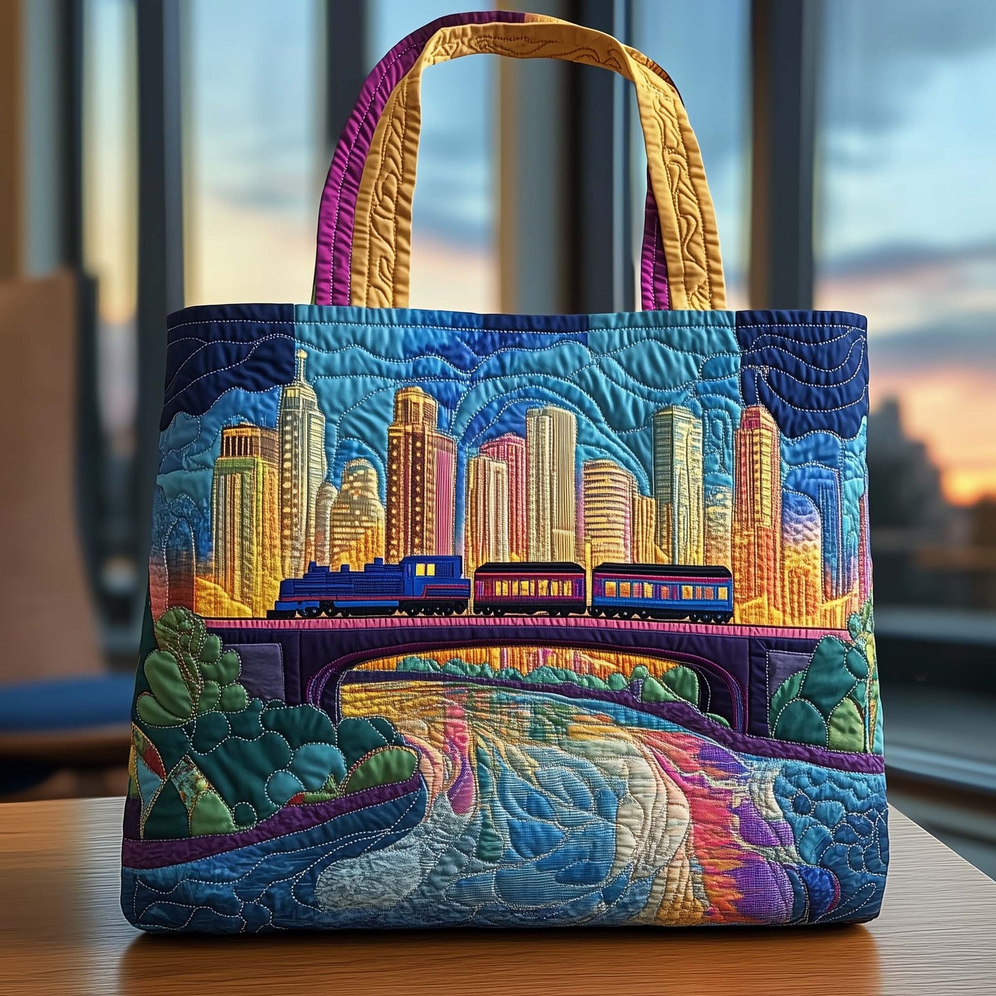 Skyline Bridge Quilted Tote Bag GFTOQA635