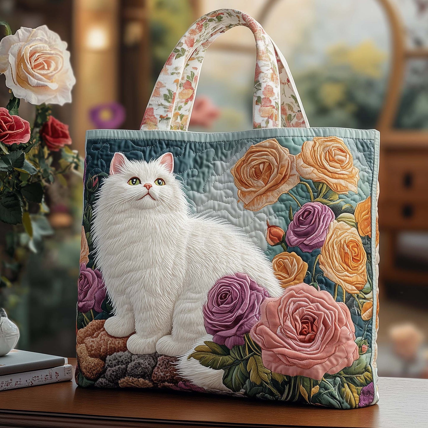 Petal Whisper Quilted Tote Bag GFTOQA637