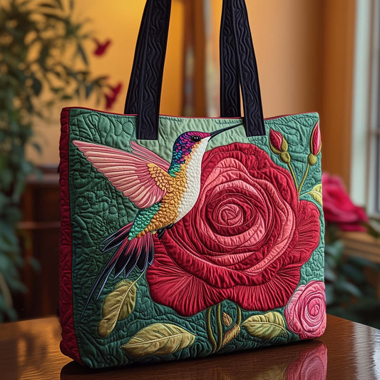 Rosy Hummingbird Quilted Tote Bag GFTOQA640