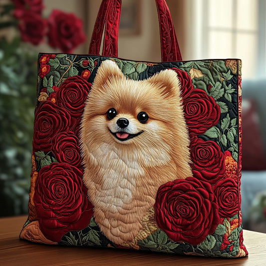Crimson Pom Quilted Tote Bag GFTOQA645
