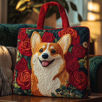 Rosy Corgi Quilted Tote Bag GFTOQA650