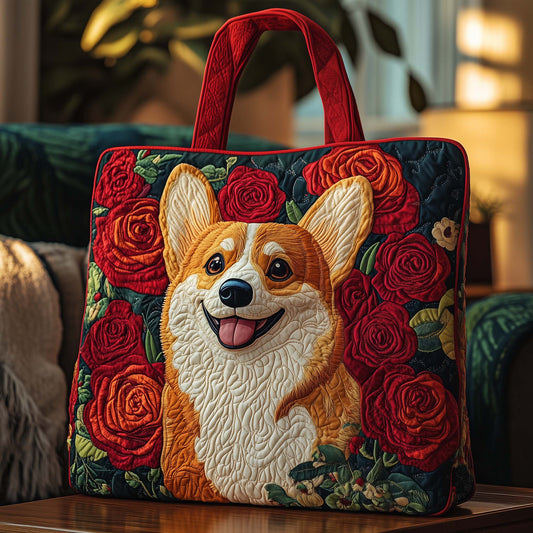 Rosy Corgi Quilted Tote Bag GFTOQA650