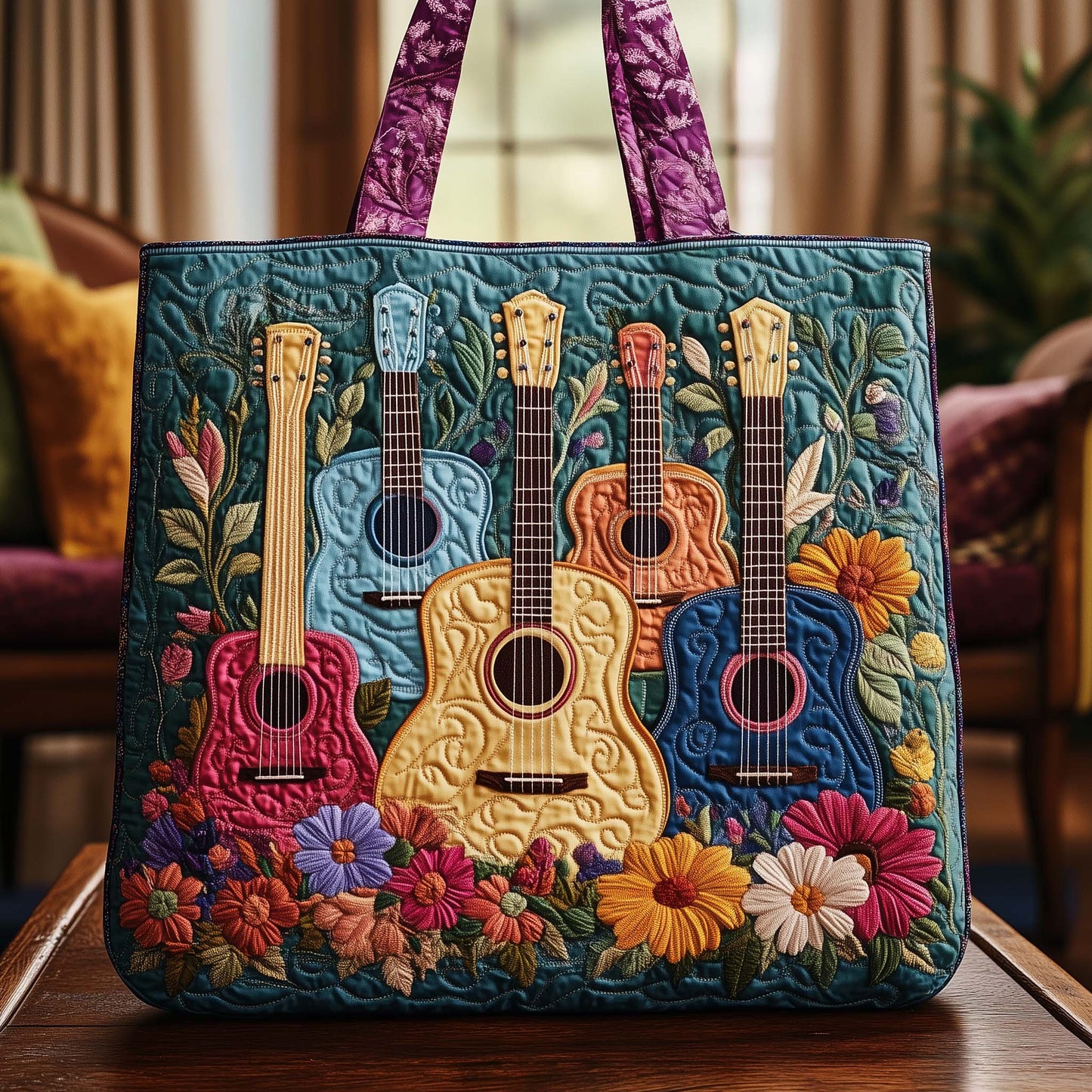 Floral Notes Quilted Tote Bag GFTOQA654