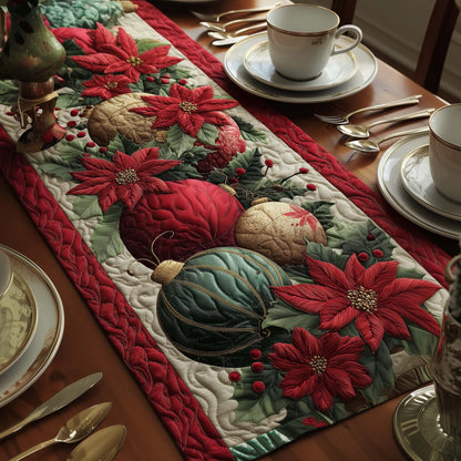 Poinsettia Luxe Quilted Table Runner GFTOQA65