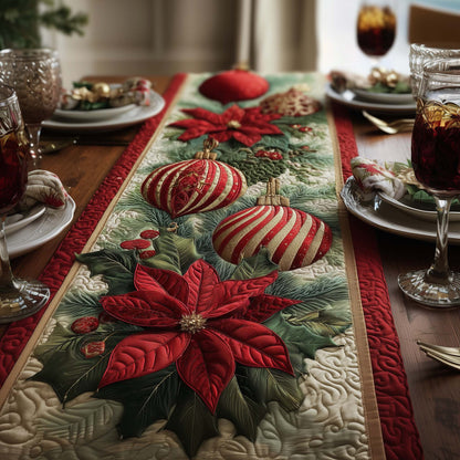 Poinsettia Luxe Quilted Table Runner GFTOQA66