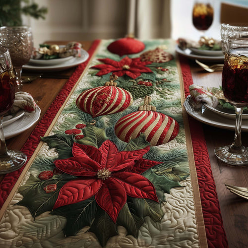 Poinsettia Luxe Quilted Table Runner GFTOQA66