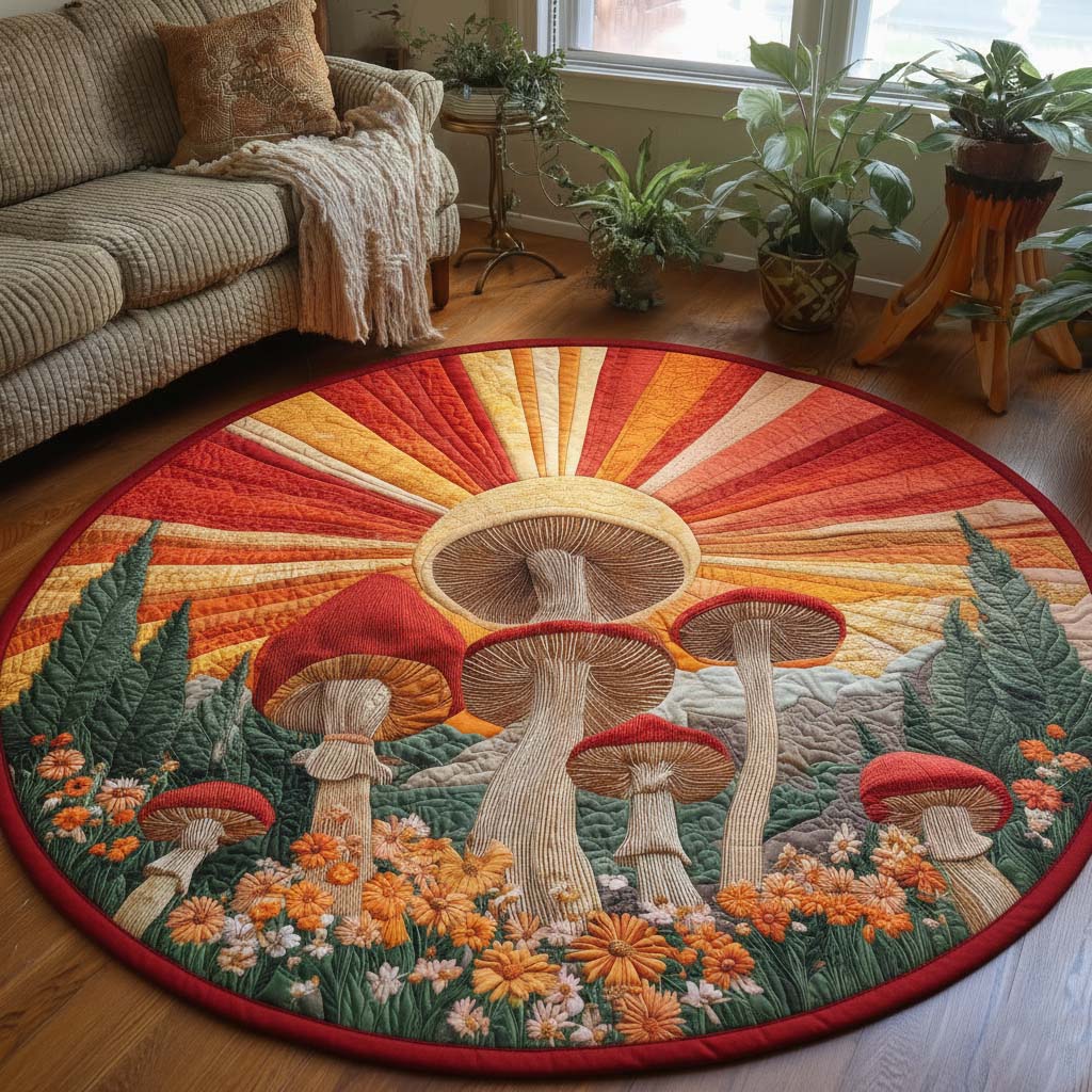 Mushroom Serenity Quilted Round Mat GFTOQA680