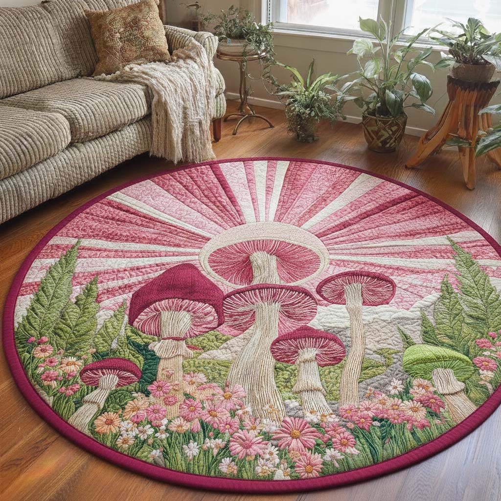 Mushroom Serenity Quilted Round Mat GFTOQA681
