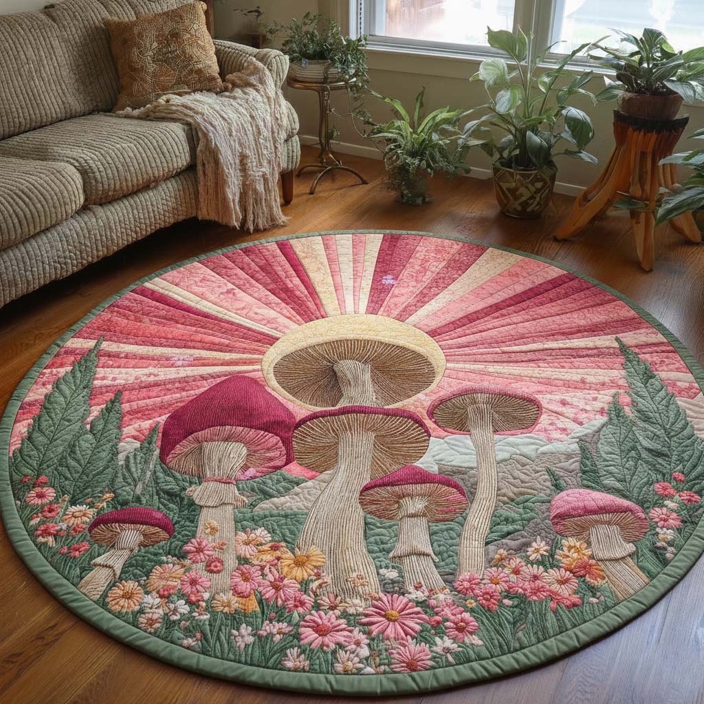 Mushroom Serenity Quilted Round Mat GFTOQA683