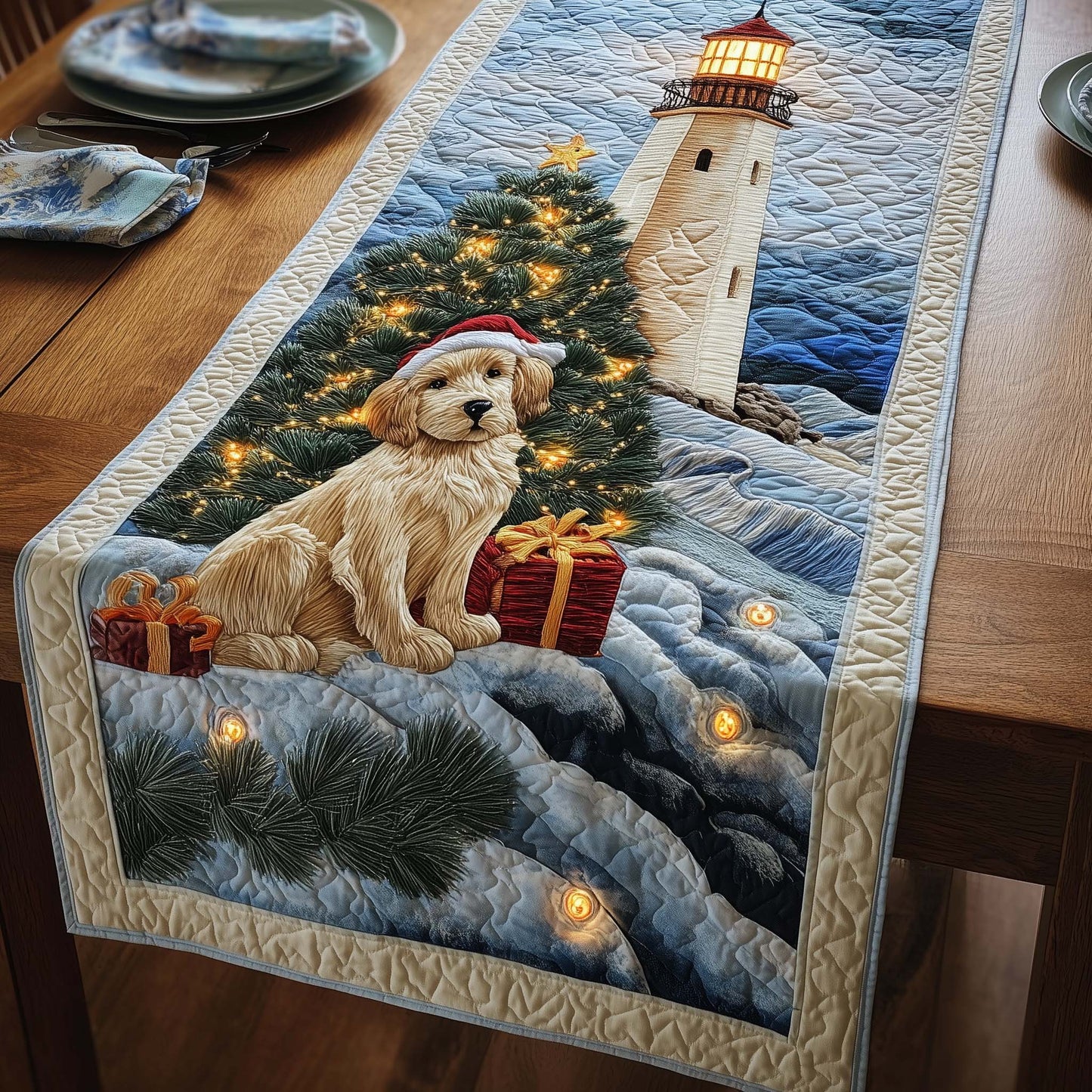 Waiting Puppy Quilted Table Runner GFTOQA69