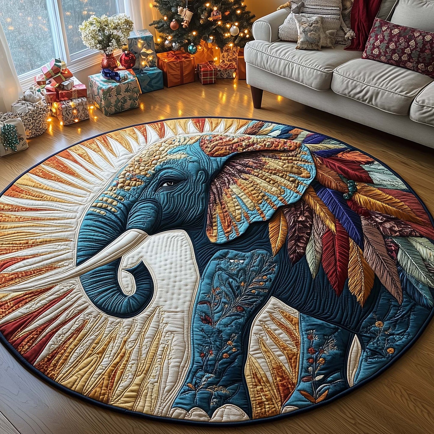 Feather Monarch Quilted Round Mat GFTOQA702