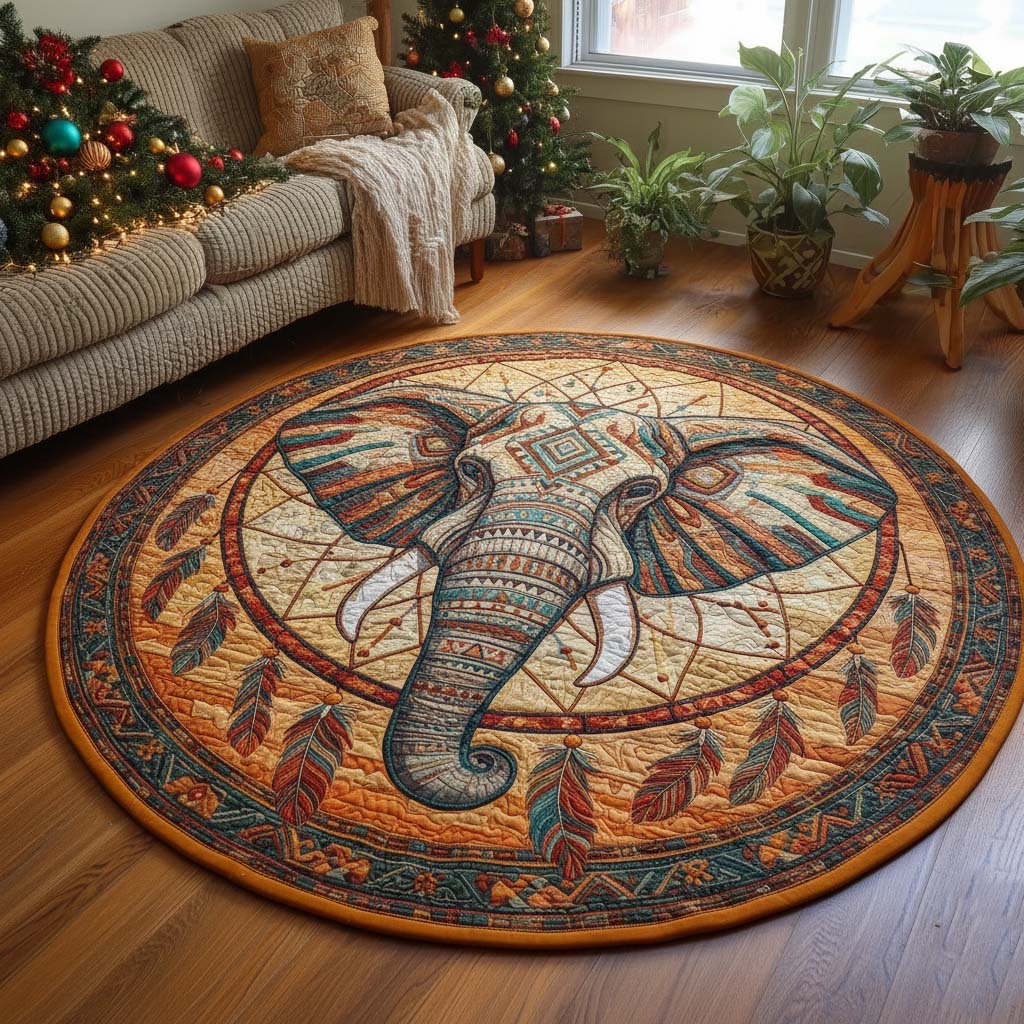 Dream Elephant Quilted Round Mat GFTOQA703