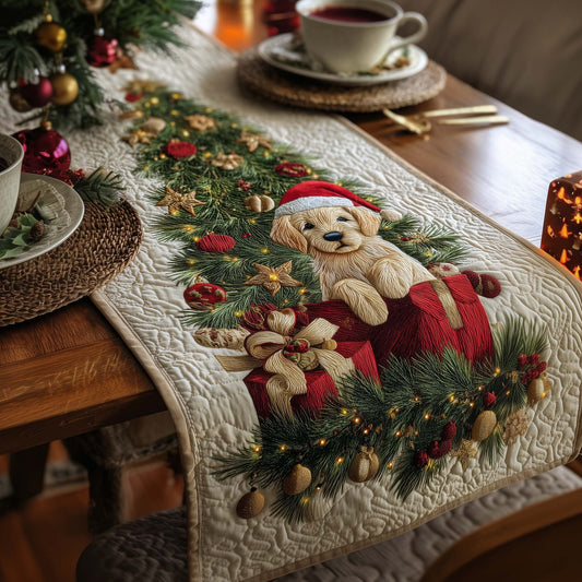 Puppy Santa Quilted Table Runner GFTOQA71