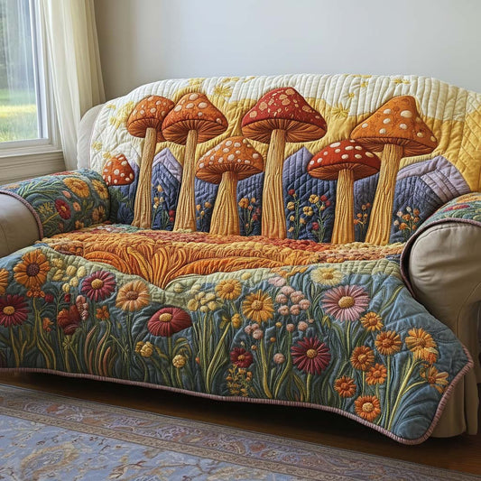 Golden Meadow Quilted Sofa Cover GFTOQA738