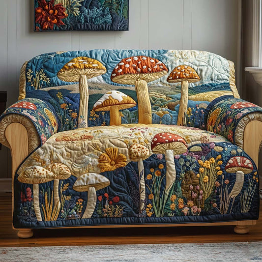 Golden Mycelium Quilted Sofa Cover GFTOQA740