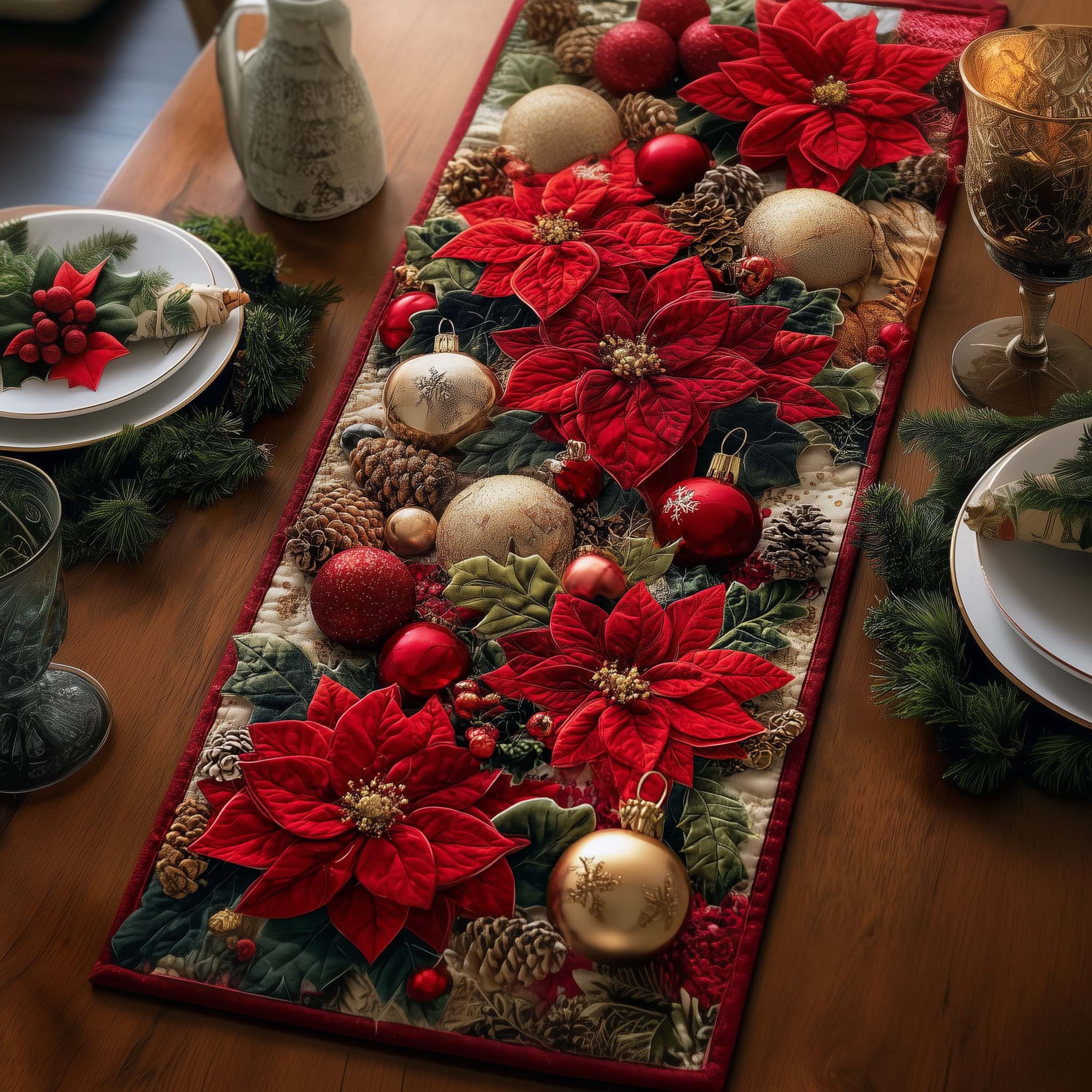 Christmas Luxe Quilted Table Runner GFTOQA74 – Willow Quilt
