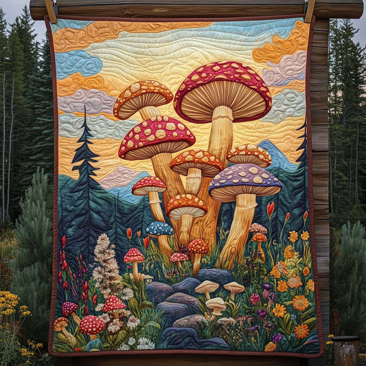 Colorful Mushroom Quilted Blanket GFTOQA794