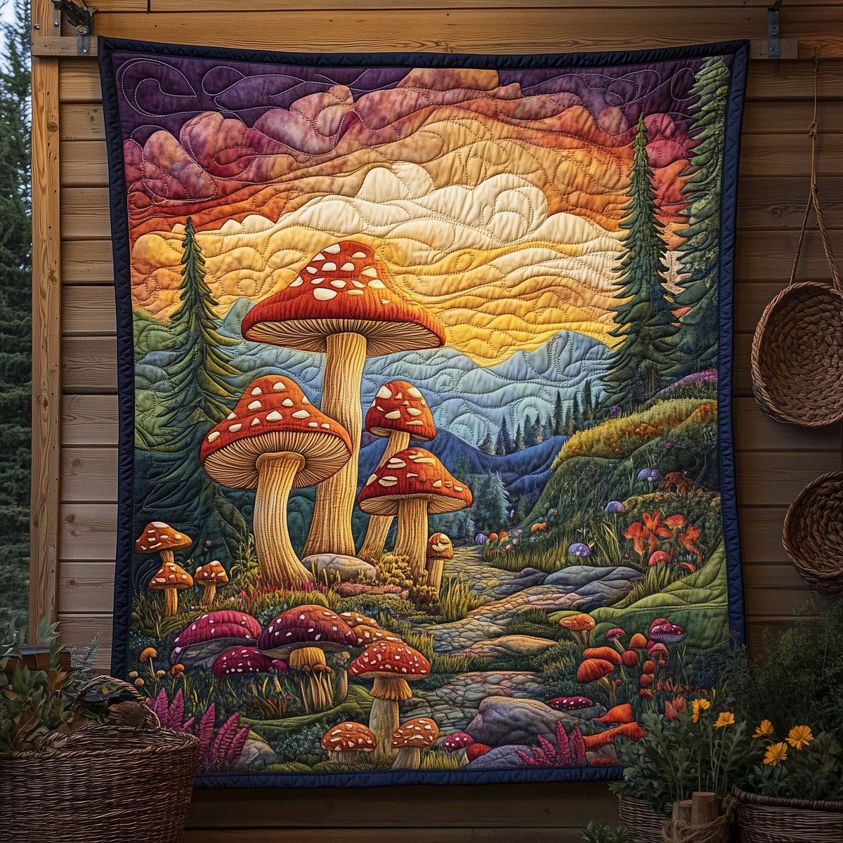 Storybook Mushrooms Quilted Blanket GFTOQA798