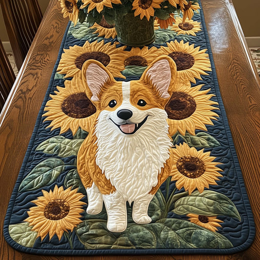 Sunflower Corgi Quilted Table Runner GFTOQA803