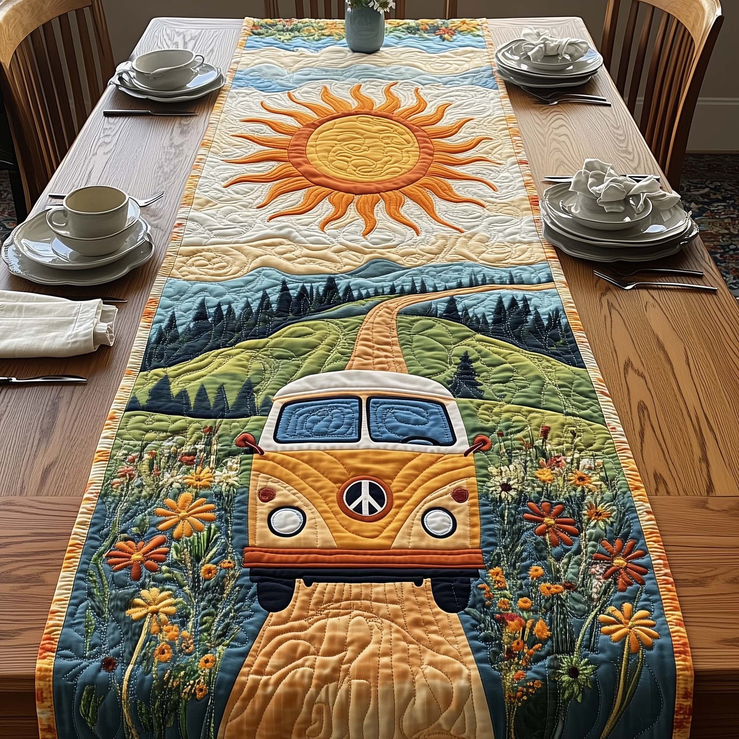 Hippie Van Quilted Table Runner GFTOQA810