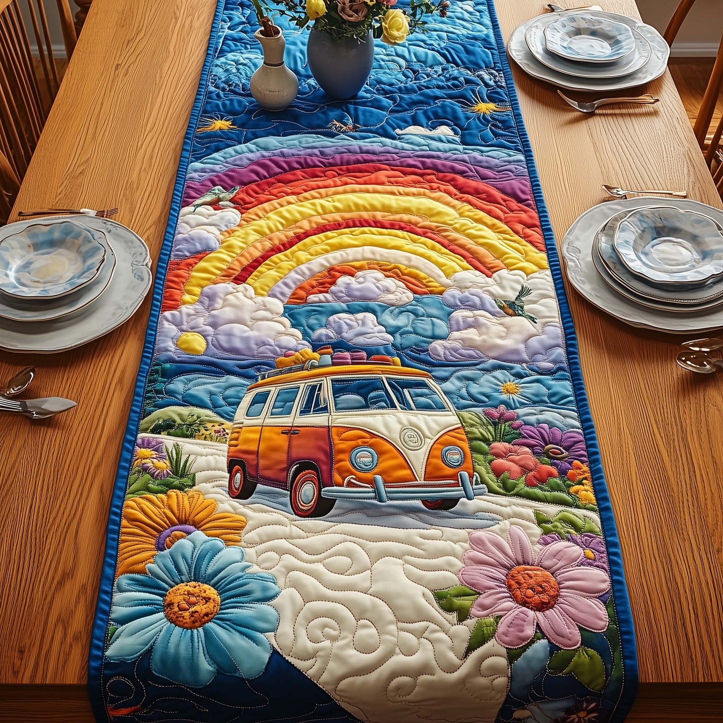 Hippie Van Quilted Table Runner GFTOQA816