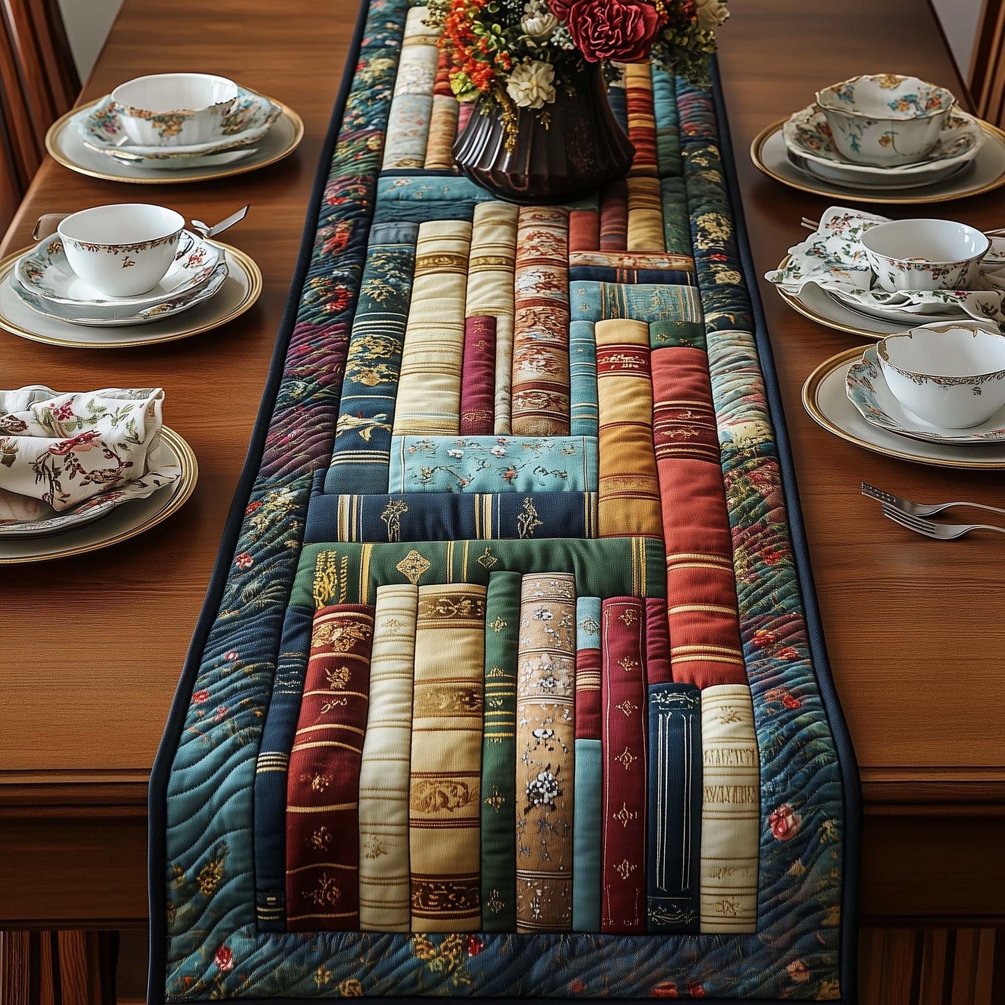 Vintage Library Quilted Table Runner GFTOQA818