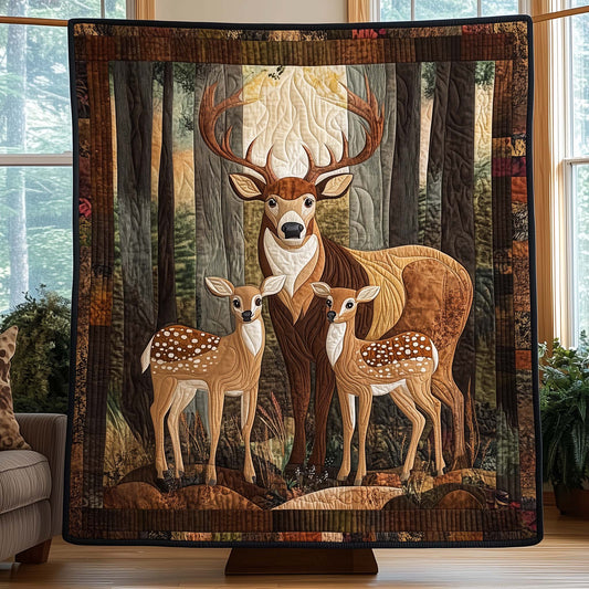 Deer Family  Quilted Blanket GFTOQA848