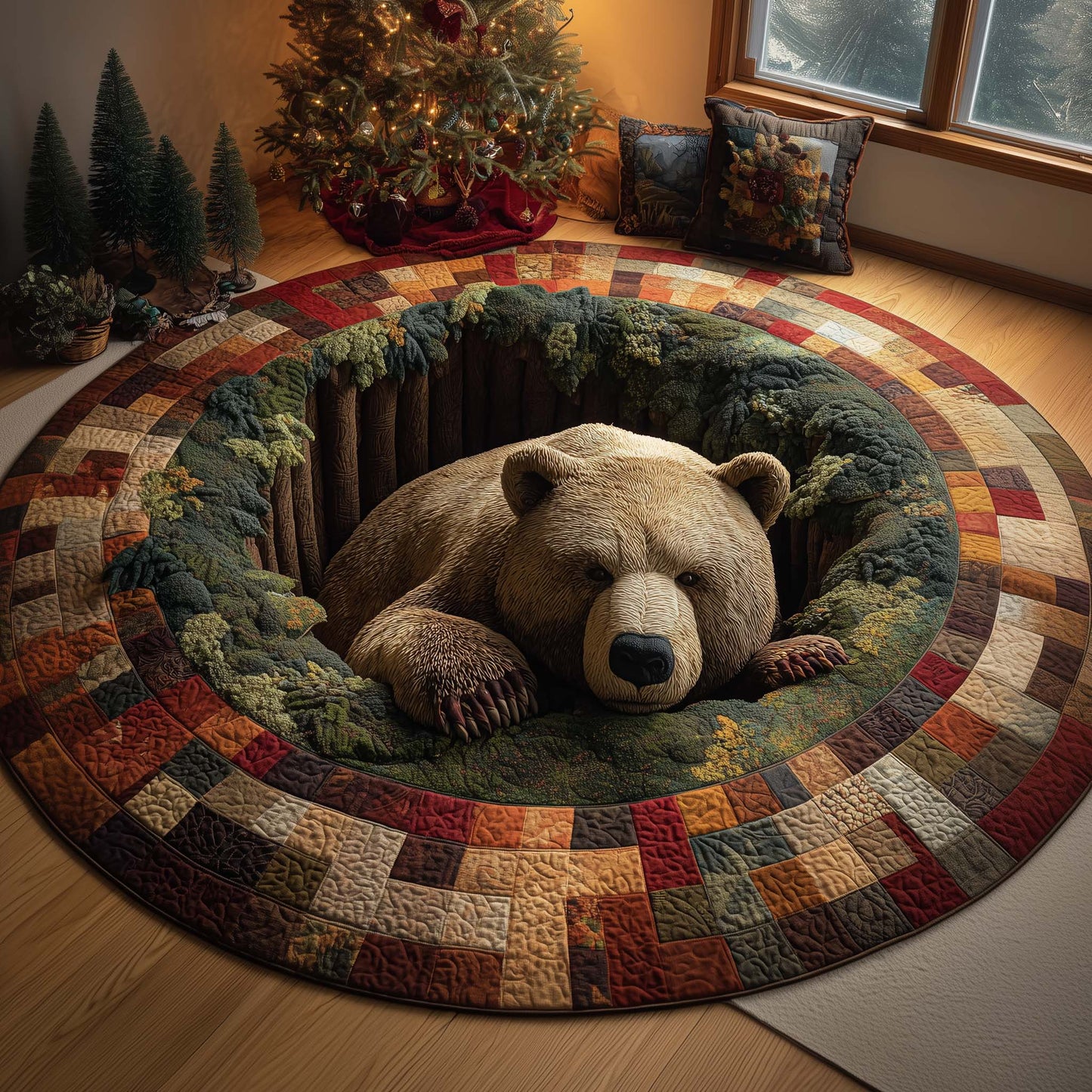 Forest Bear Quilted Round Mat GFTOQA881