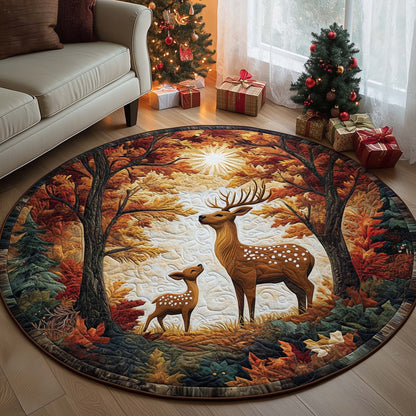 Reindeer Family Quilted Round Mat GFTOQA890