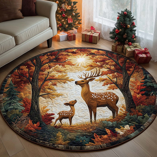 Reindeer Family Quilted Round Mat GFTOQA890