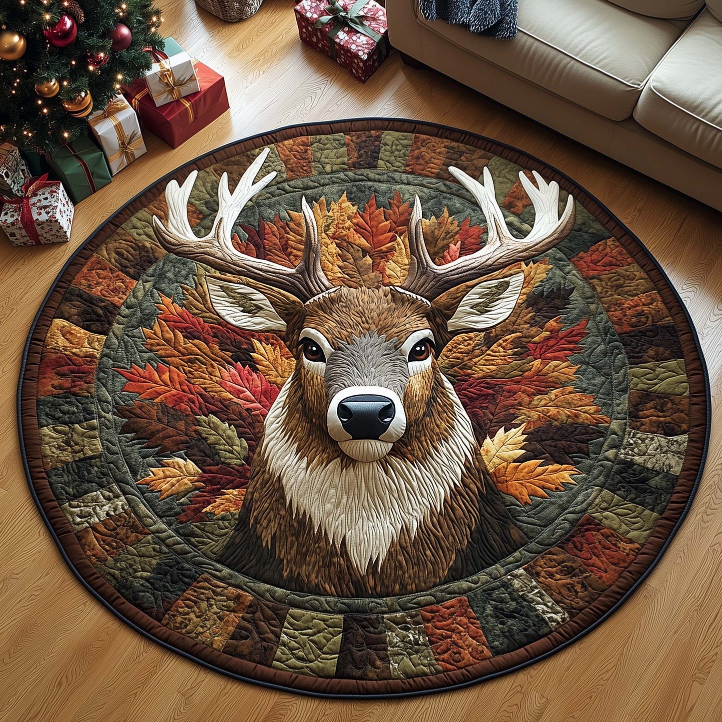 Majestic Reindeer Quilted Round Mat GFTOQA892