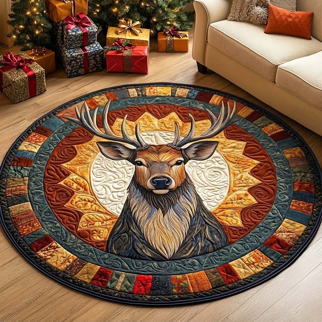 Majestic Reindeer Quilted Round Mat GFTOQA893