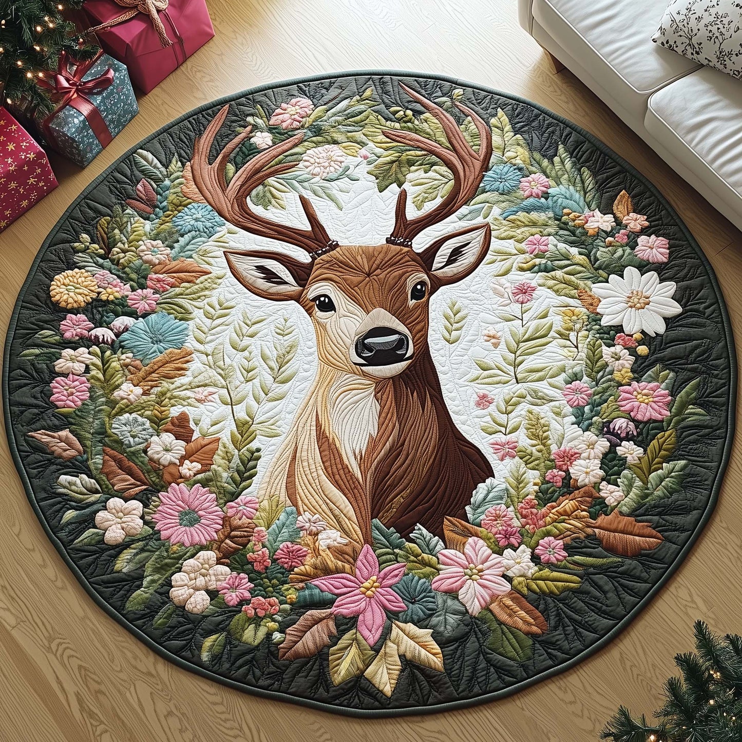 Spring Reindeer Quilted Round Mat GFTOQA898