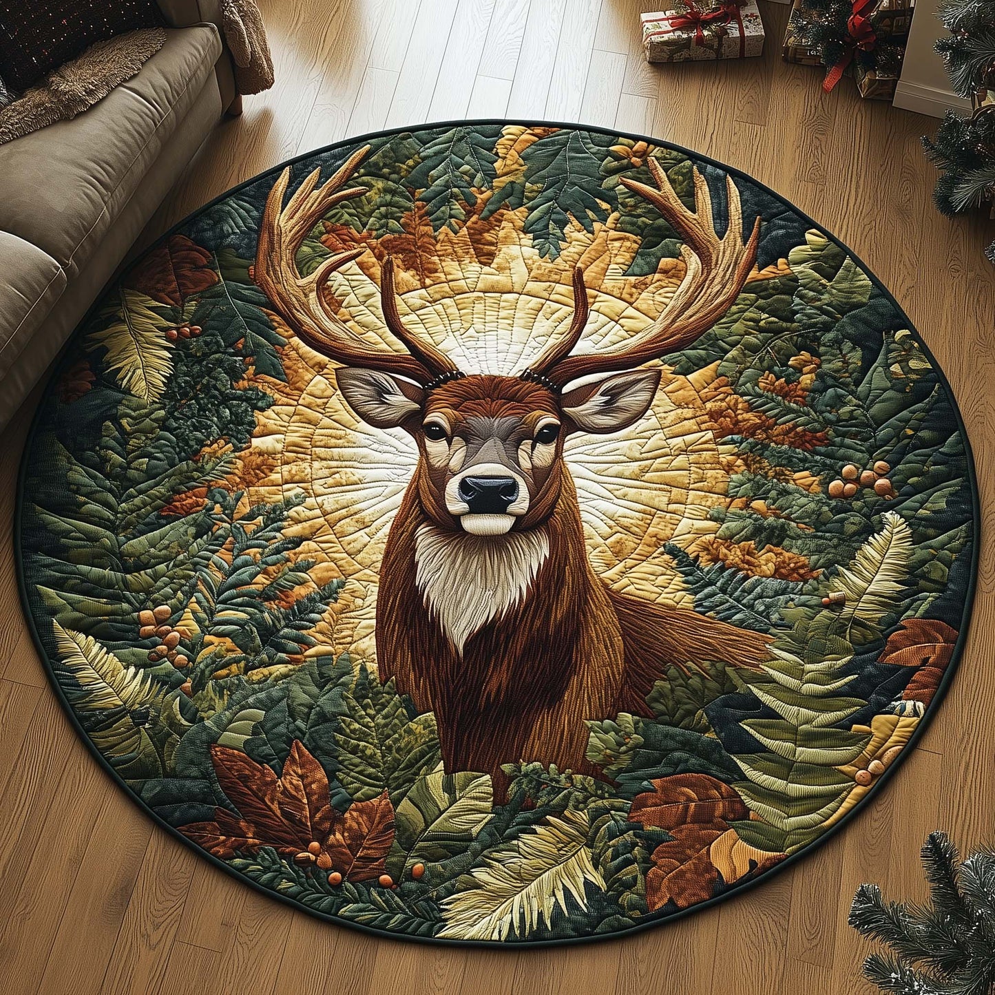 Summer Reindeer Quilted Round Mat GFTOQA899