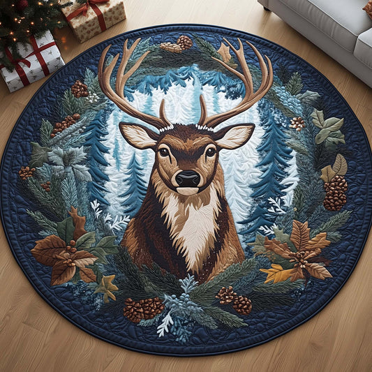 Winter Reindeer Quilted Round Mat GFTOQA900