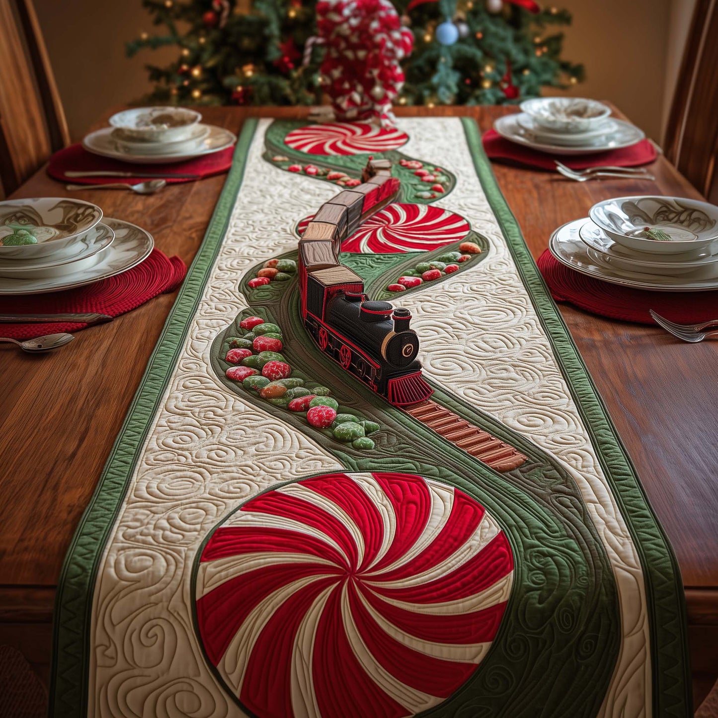 Candy Train Quilted Table Runner GFTOQM1004