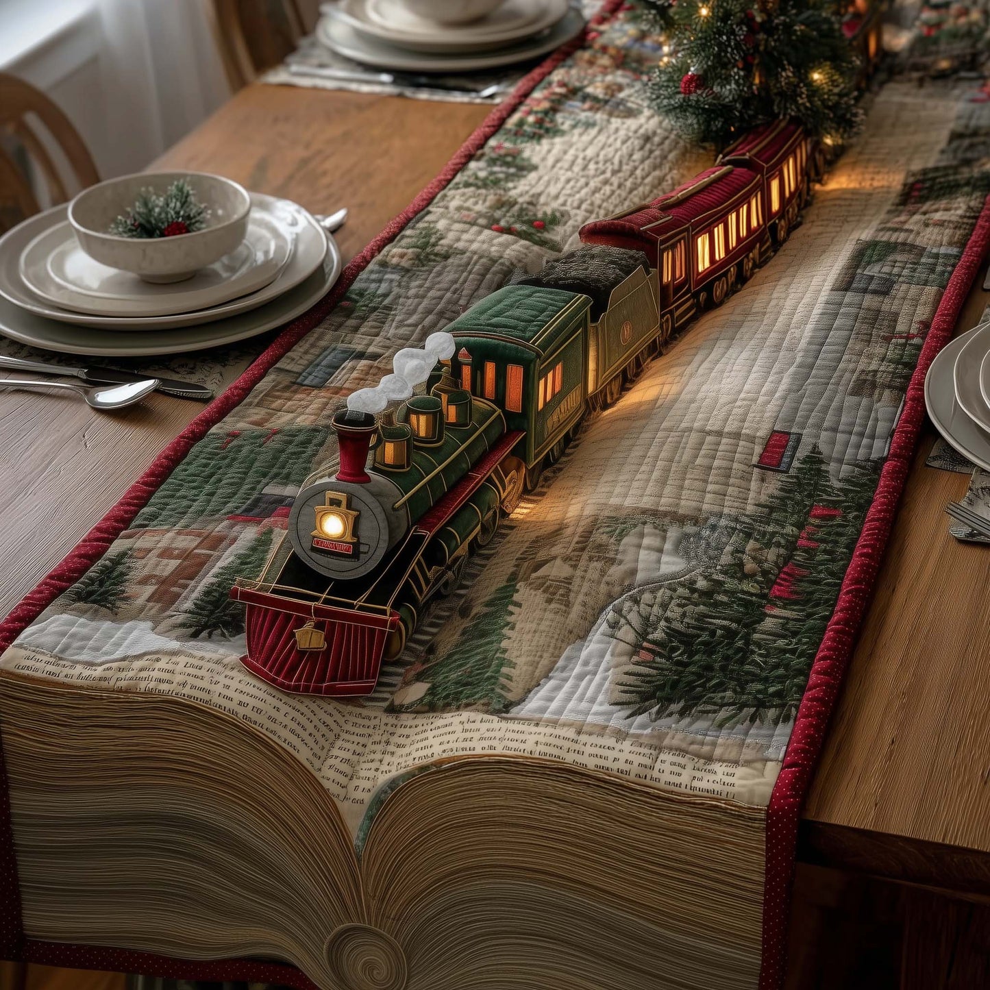 Story Train Quilted Table Runner GFTOQM1007