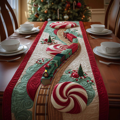 Peppermint Train Quilted Table Runner GFTOQM1008