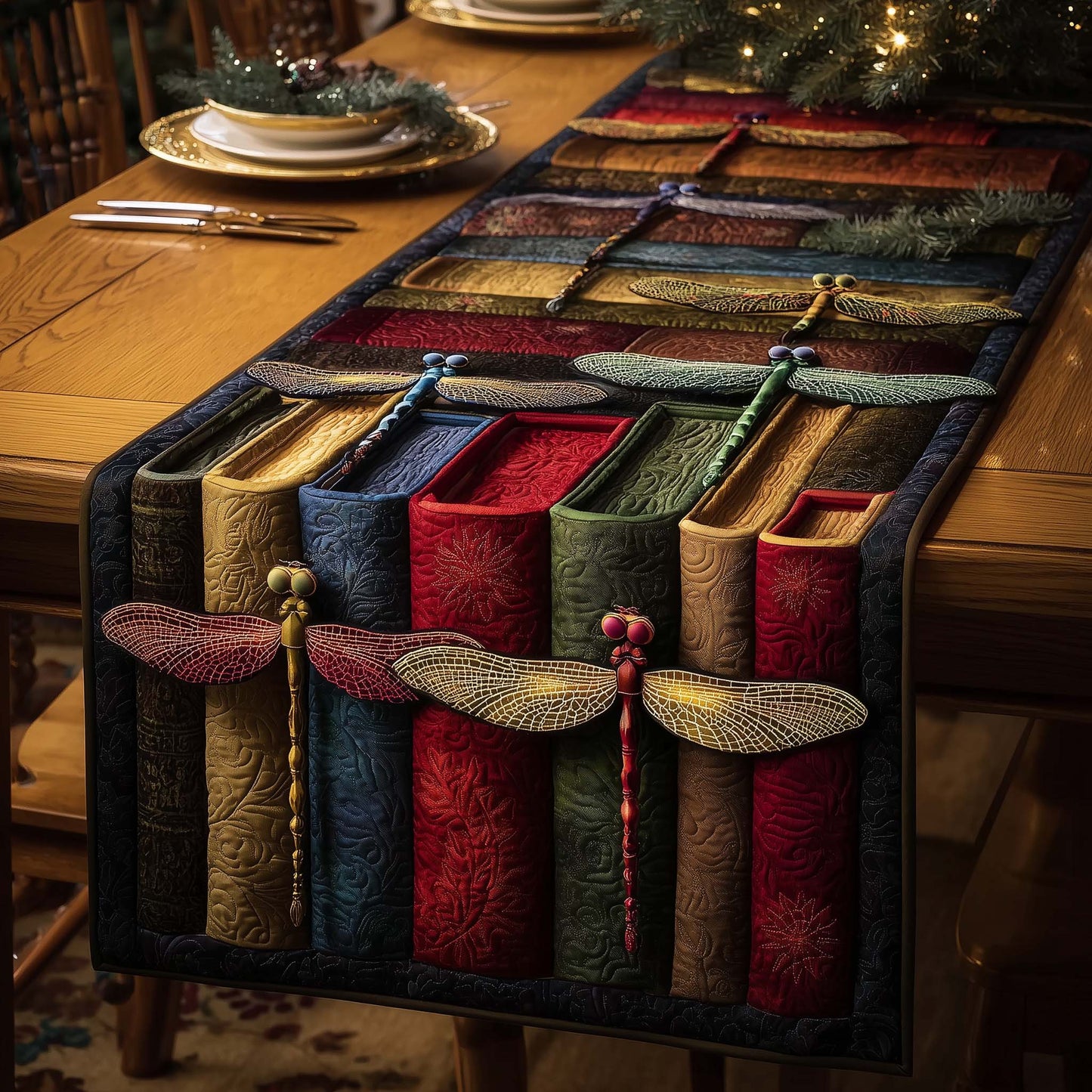 Library Dragonfly Quilted Table Runner GFTOQM1012