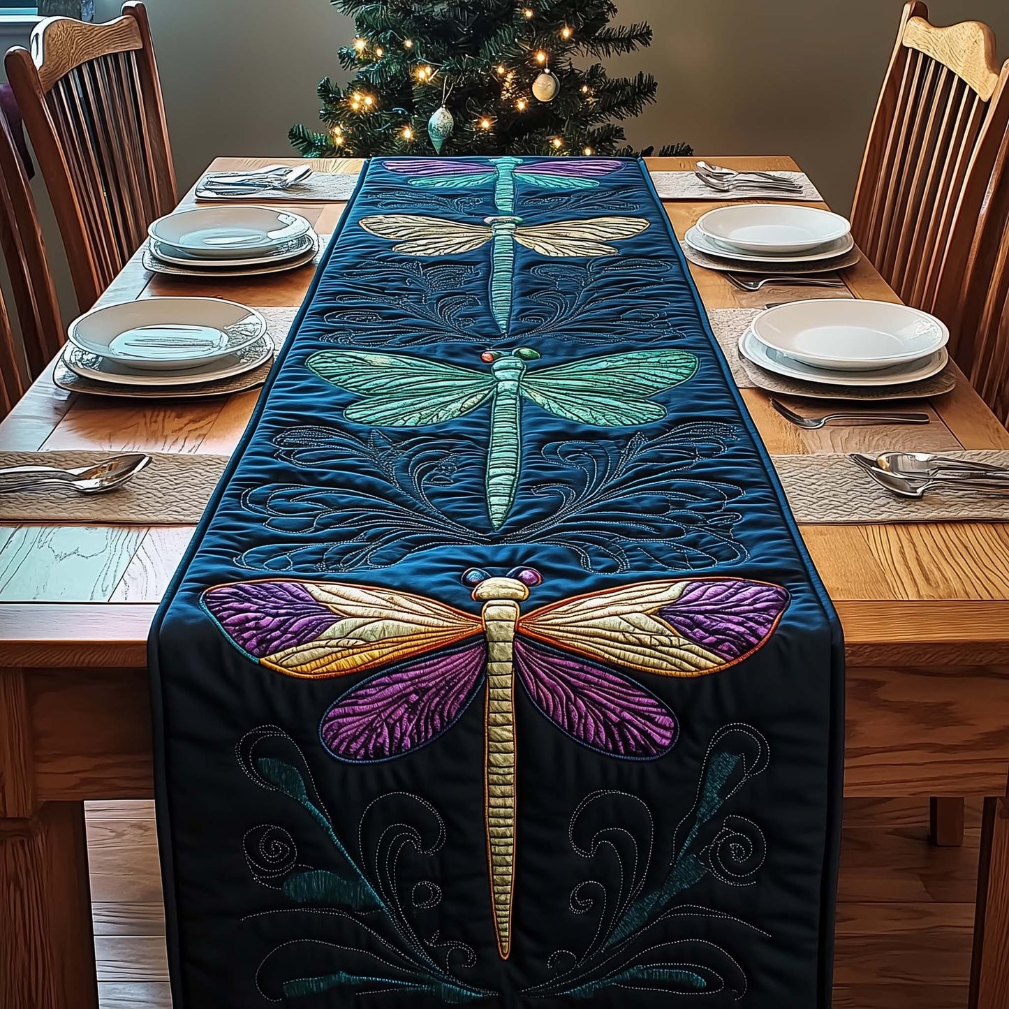 Mystic Dragonfly Quilted Table Runner GFTOQM1013