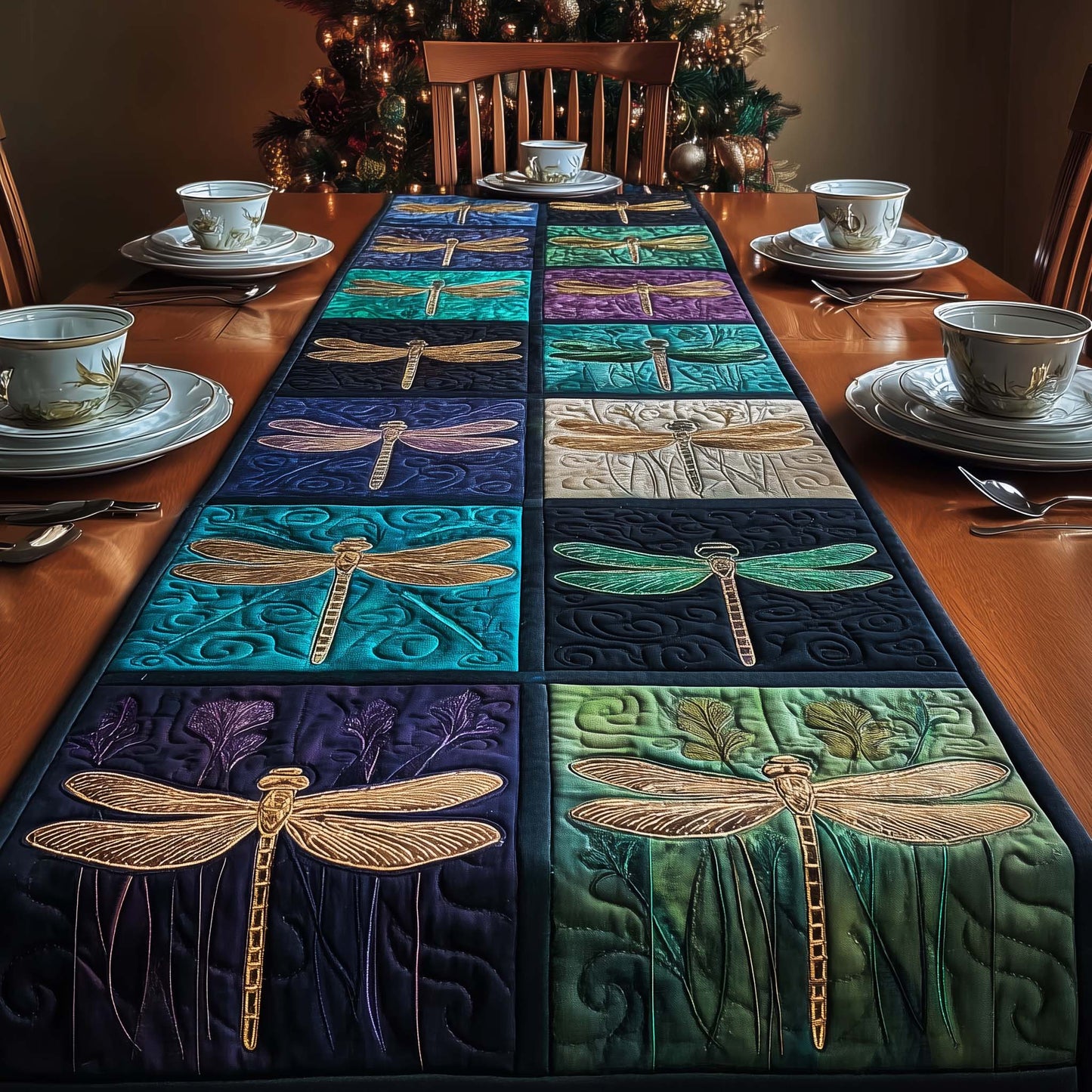 Garden Dragonfly Quilted Table Runner GFTOQM1014