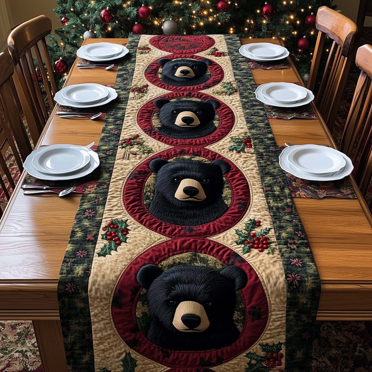 Holiday Bear Quilted Table Runner GFTOQM1019